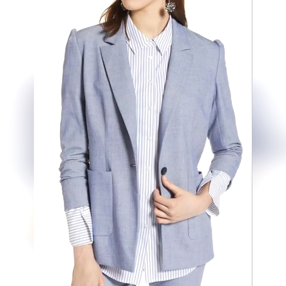 HALOGEN | $89 Chambray Blazer - Picture 2 of 6